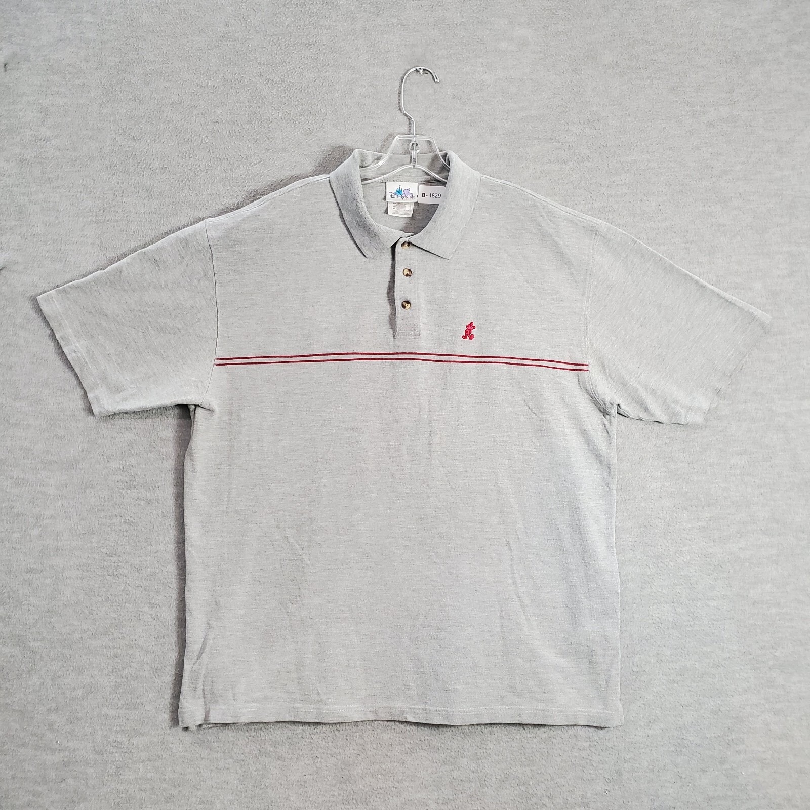 Vintage Disneyland Resort Men Polo Shirt Xl Gray Logo Embroidered Short Sleeve